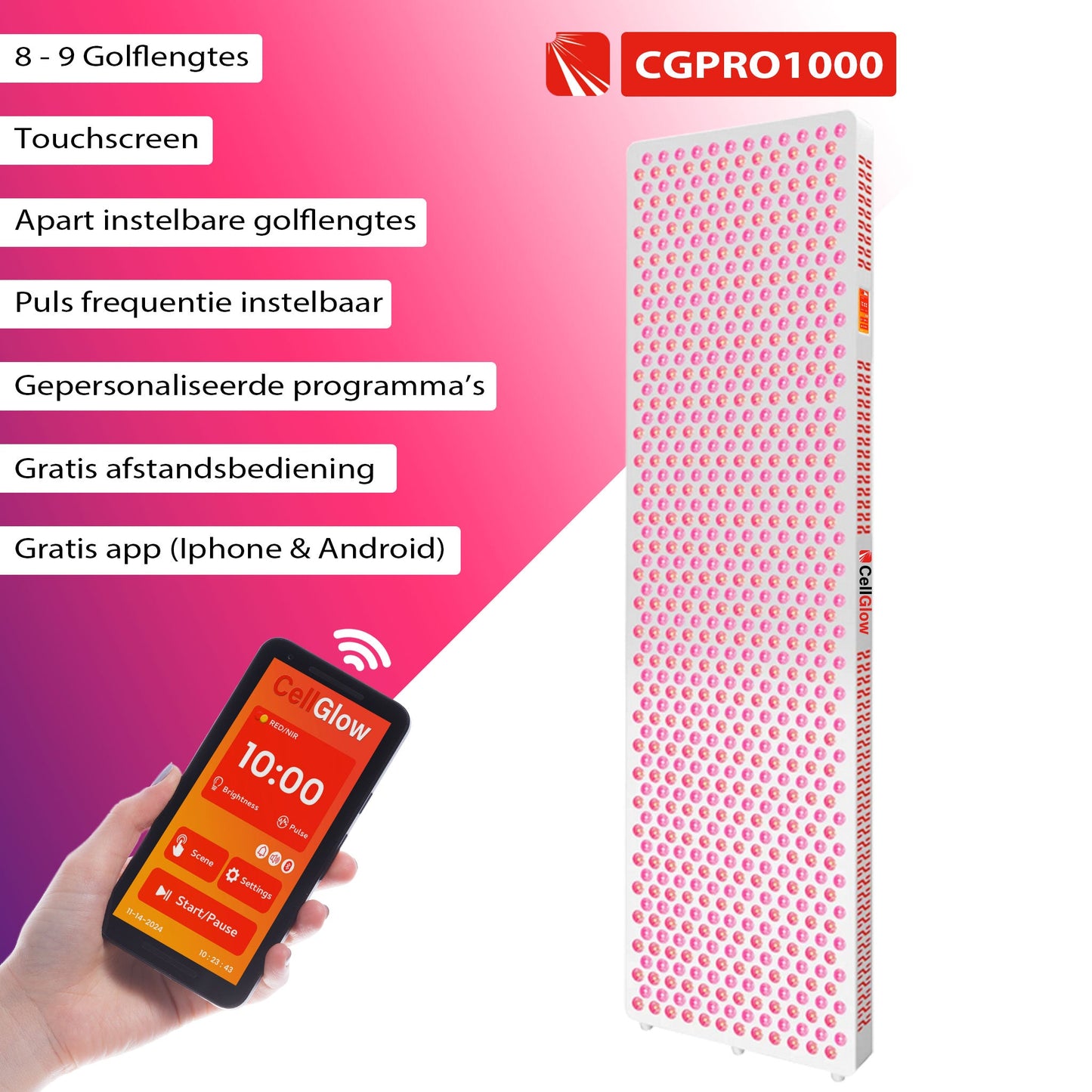 Bundel 10% korting - Cell Glow CUSTOM1000 + Elektrische Standaard