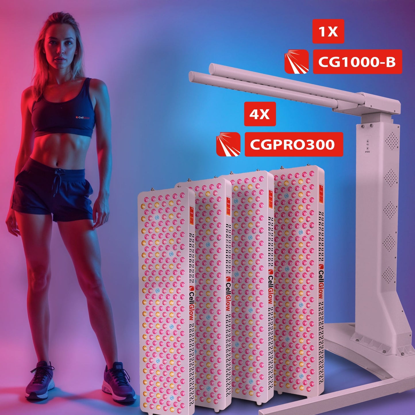 Bundel 10% korting - 4x Cell Glow CUSTOM300 met Elekrische Standaard